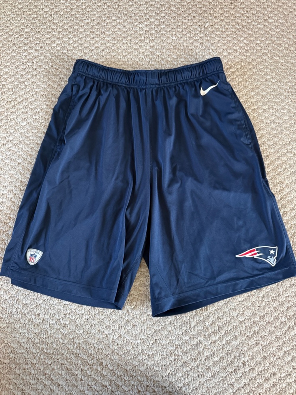 Nike Dri-Fit Navy Men's Athletic Shorts with New England Patriots Logo